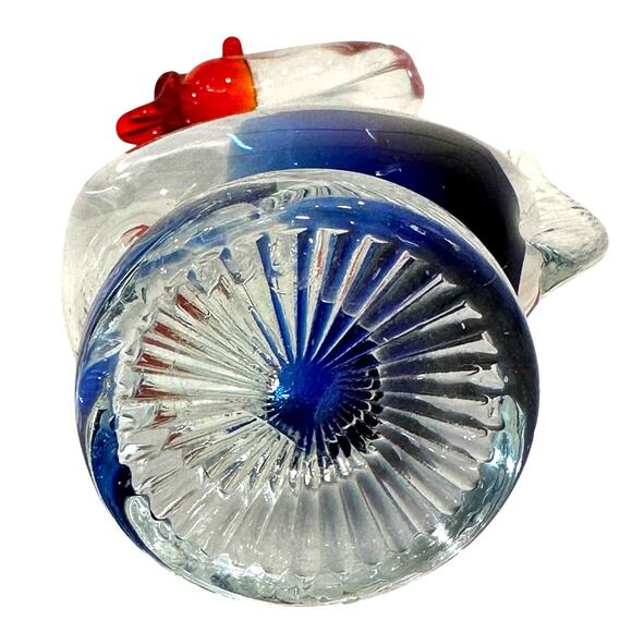 Art Glass Blown Swan Figure with Clear/Blue Glass Body and Bright Red Bill-Nice! - Picture 7 of 7